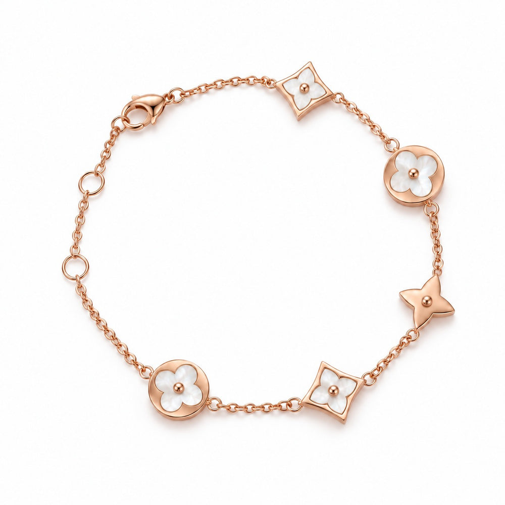 Four Leaf Flower Bracelet Rose Gold White - 2020RG - ảnh chính
