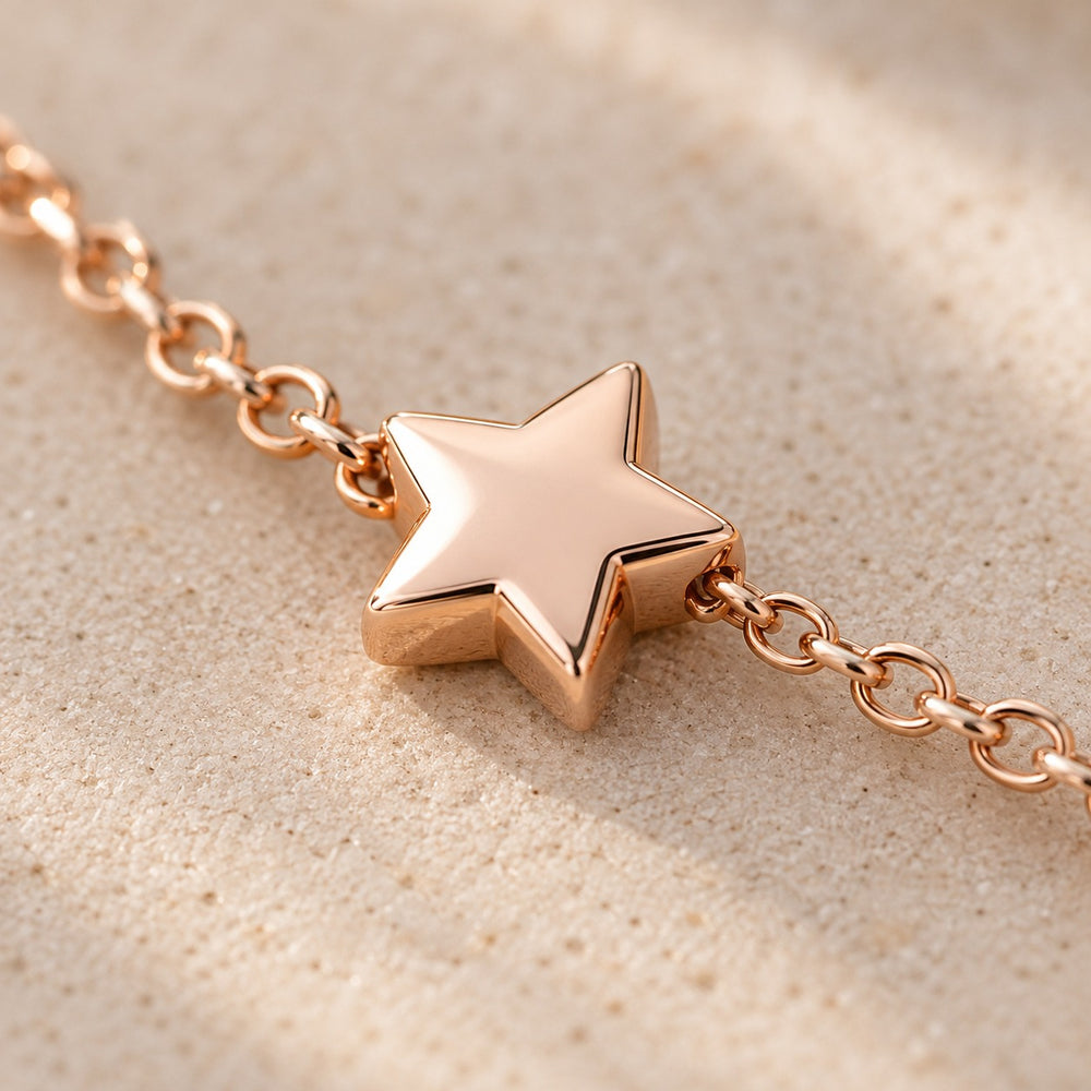 Five Pointed Star Bracelet Rose Gold - cận sao