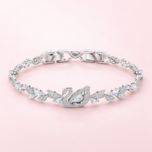Crystal Dancing Swan Bracelet Silver - vòng tay thiên nga đính đá, màu bạc