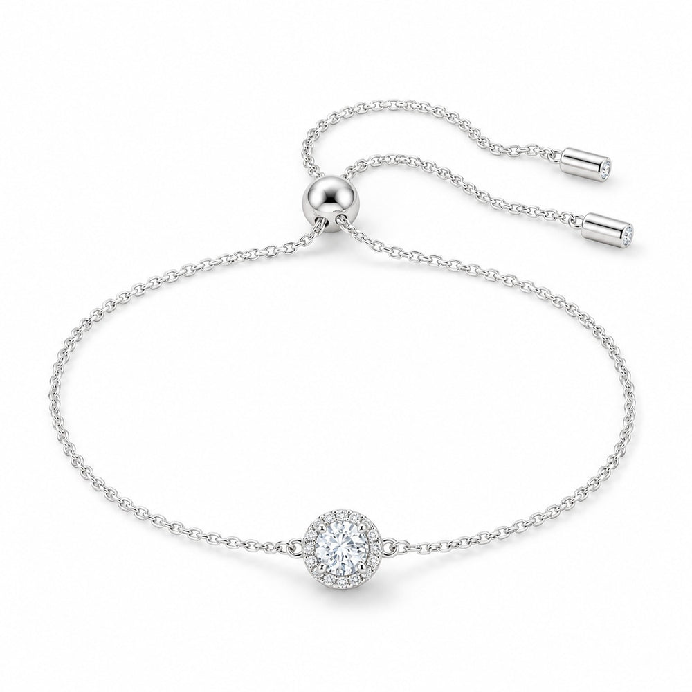 Lắc tay dây rút Angelic bạc 2033SV – đá tròn viền đá