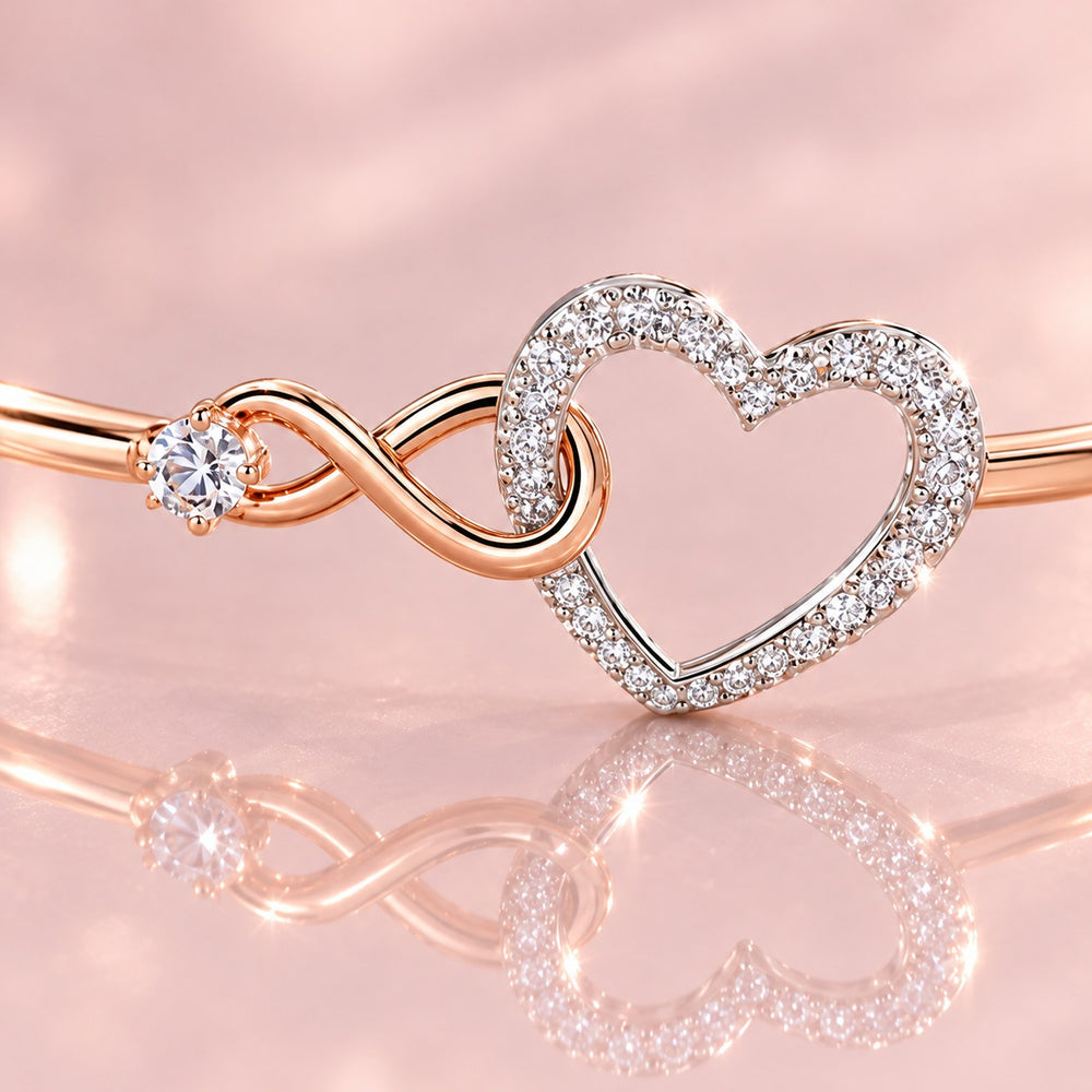 Infinity Heart Bangle Bracelet Rose Gold - ảnh cận
