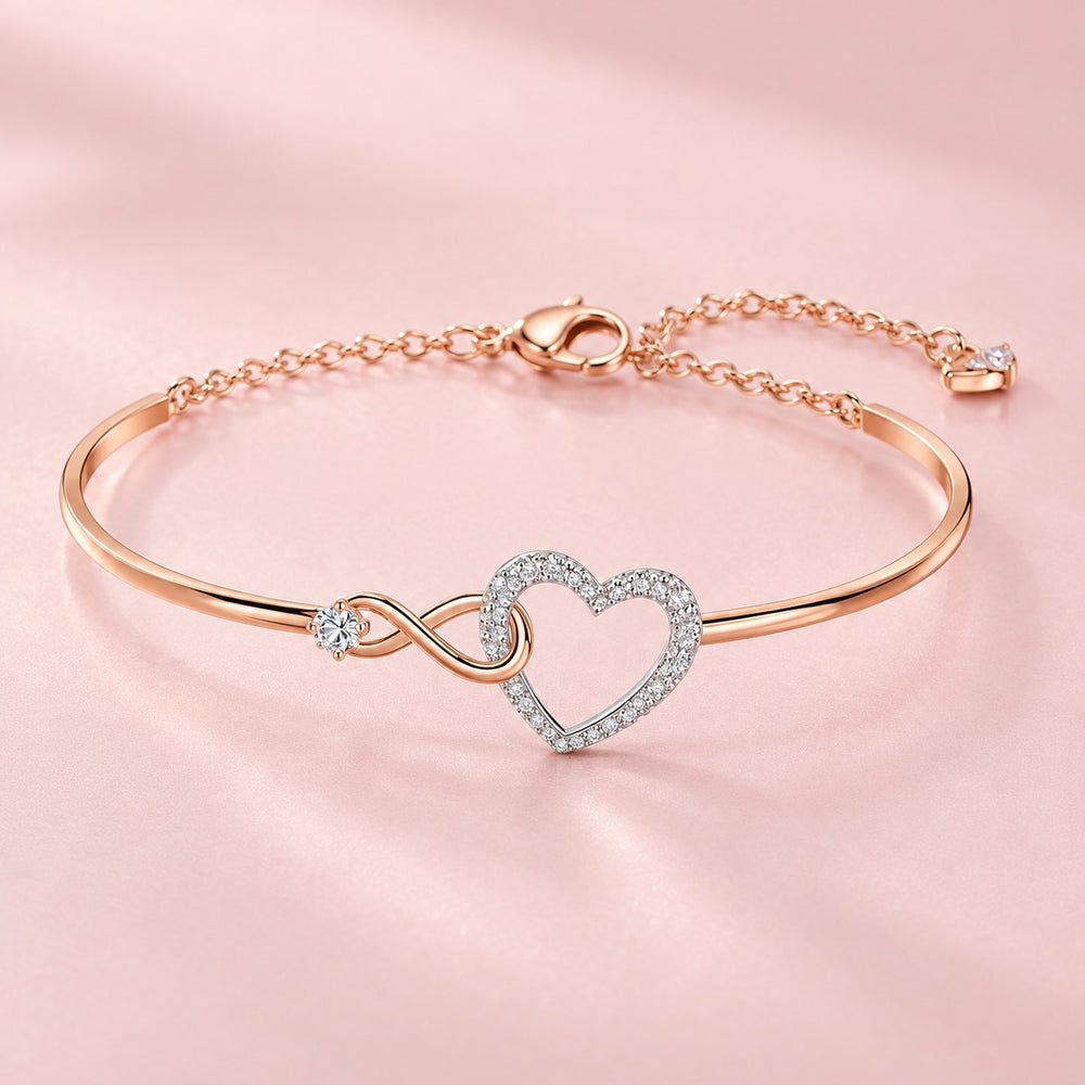 Infinity Heart Bangle Bracelet Rose Gold - ảnh chính