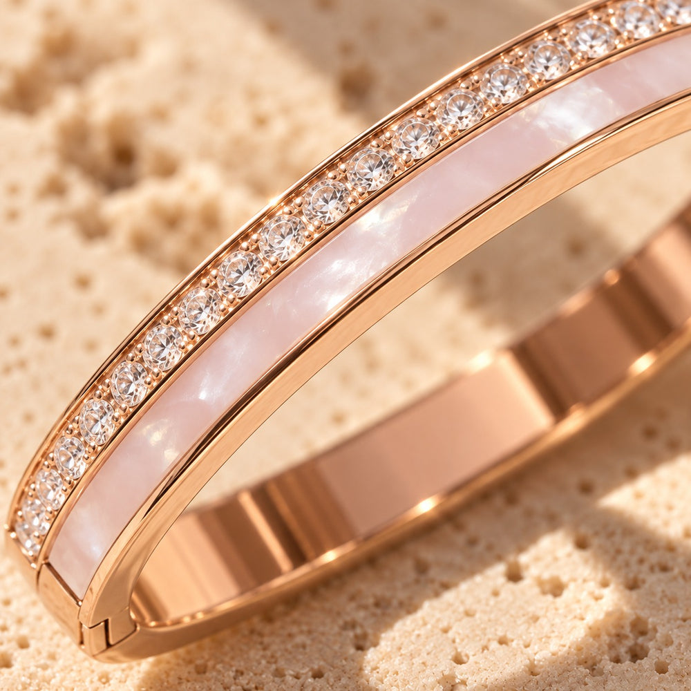 Crystal Pearls Bracelet Rose Gold - 2060RG - ảnh cận