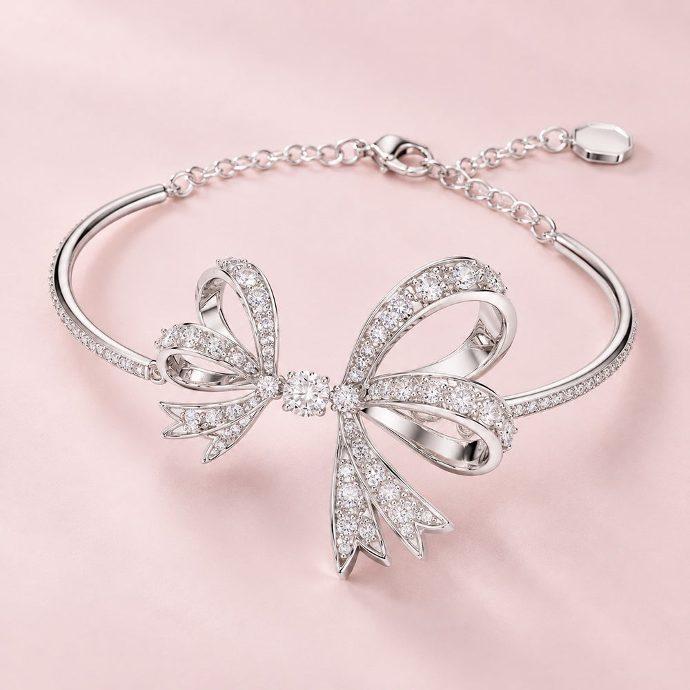 White Volta Bangle Bow Bracelet Silver - ảnh chính