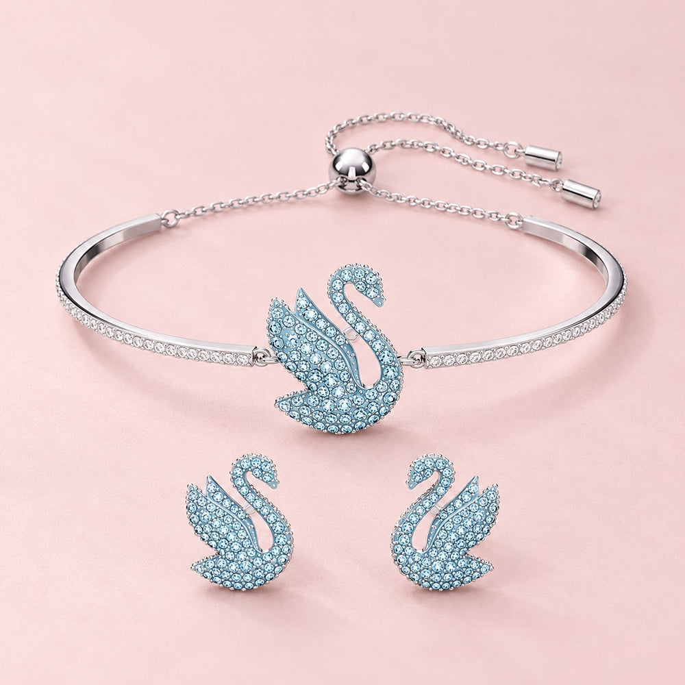 Iconic Swan Bracelet & Earrings Set Blue - ảnh chính