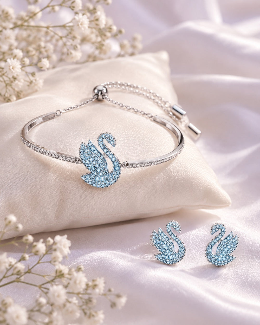 Iconic Swan Bracelet & Earrings Set Blue - ảnh bối cảnh