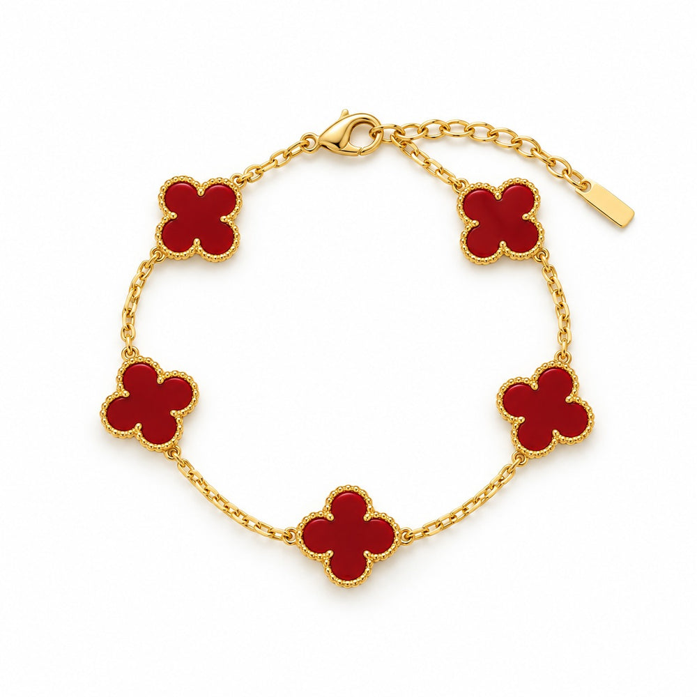 Lucky Four Leaf Flower Bracelet Gold Red - 2098GG.RED - ảnh chính