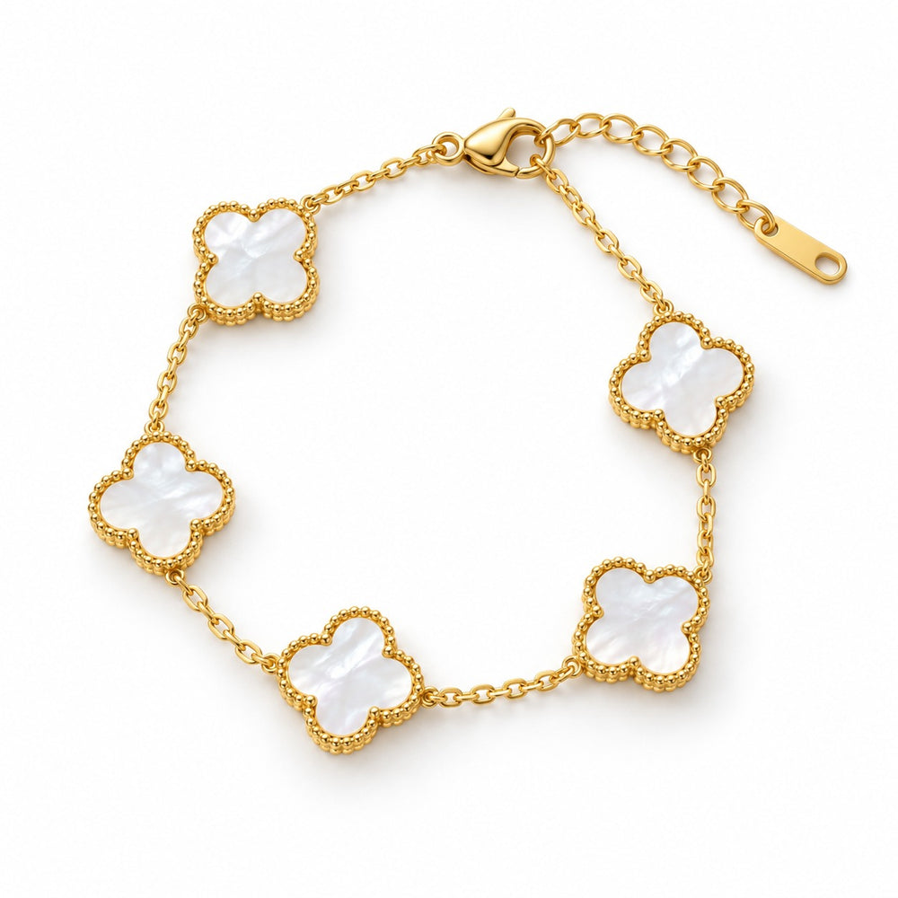 Lucky Four Leaf Flower Bracelet Gold White - 2098GG.WH - ảnh chính