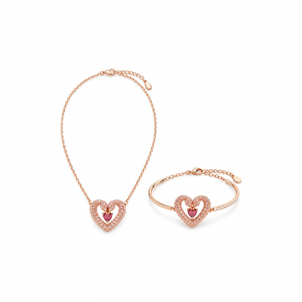 LAMY una heart necklace bracelet jewelry set pink - ảnh chính