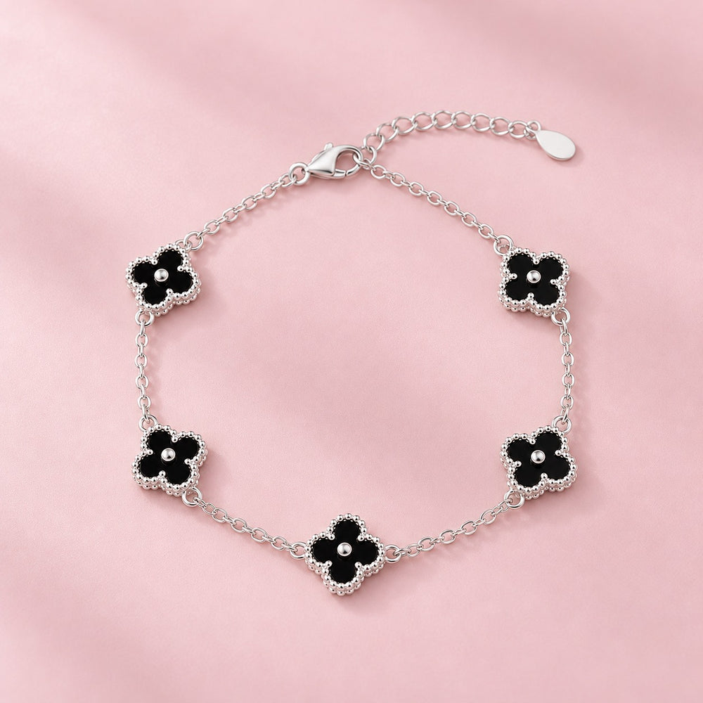 Four Leaf Clover Silver with Stones Bracelet - ảnh chính