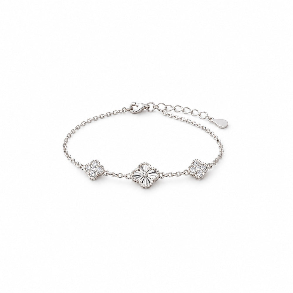 LAMY four leaf clover sparkling bracelet jewelry set silver - ảnh chính
