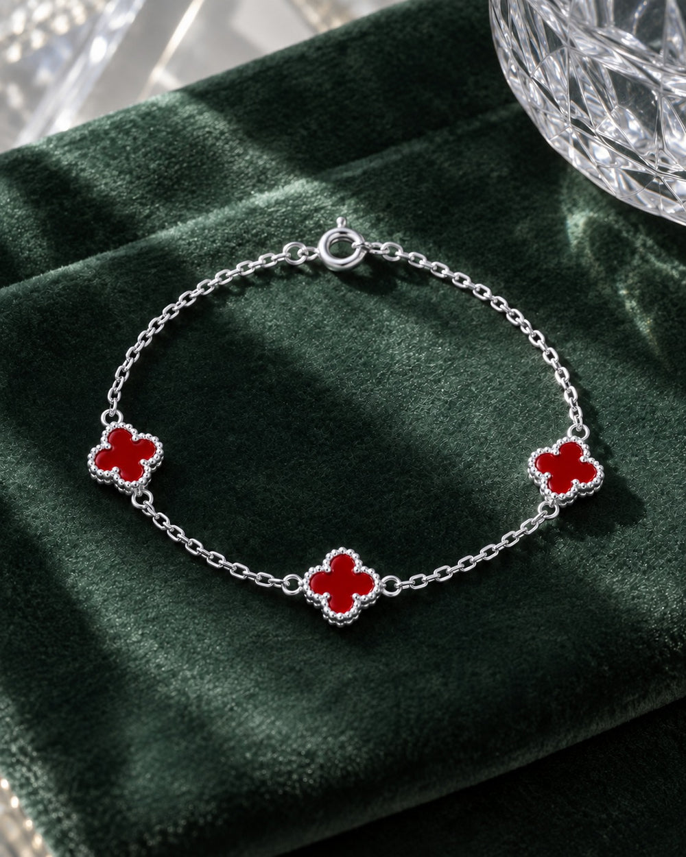 Four Leaf Clover Bracelet Red - 2194 - ảnh bối cảnh