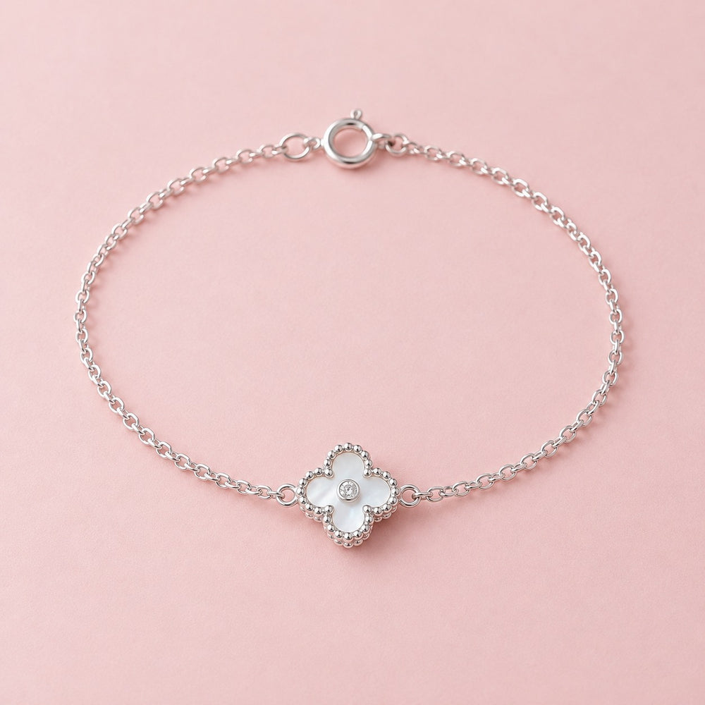 Lucky Four Leaf Bracelet Silver Jewelry Set - ảnh chính