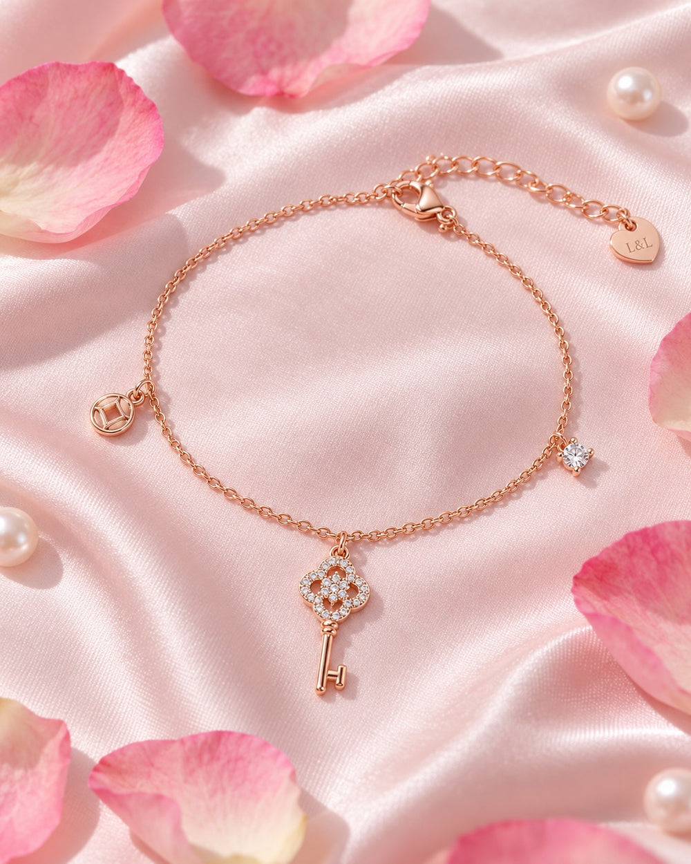 Flower Key Bracelet Rose Gold - ảnh phong cách
