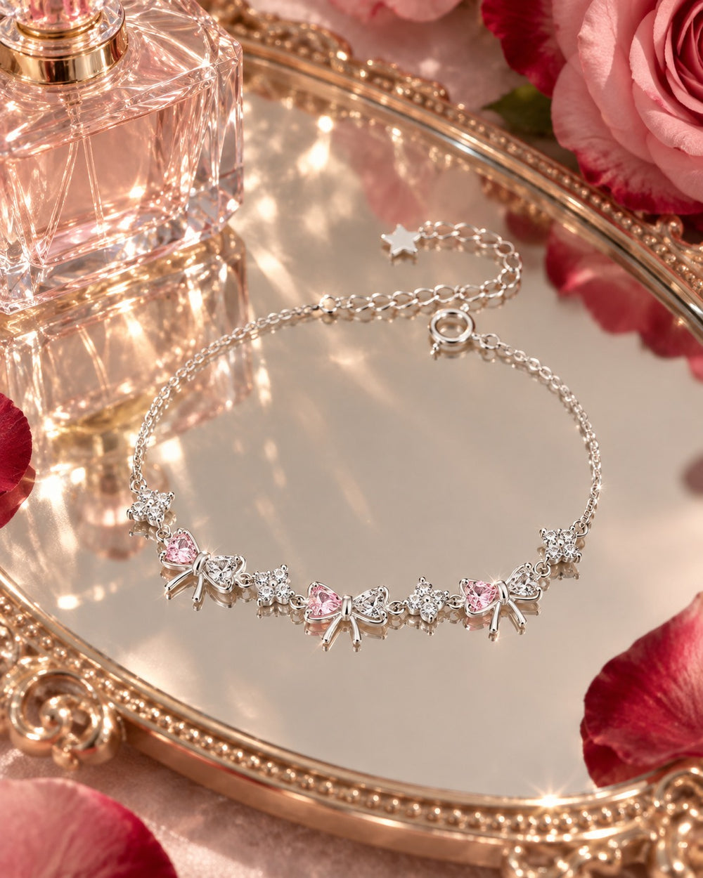 Crystal Bow Bracelet Silver Pink - 2255SV - ảnh bối cảnh