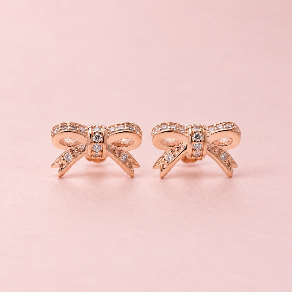 Style Fresh Bow Earrings Rose Gold - 3005RG - ảnh chính