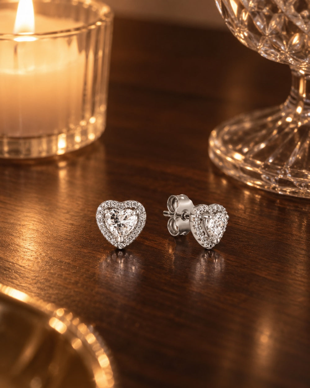 Retro Heart Shaped Earrings Silver - 3008SV - ảnh bối cảnh