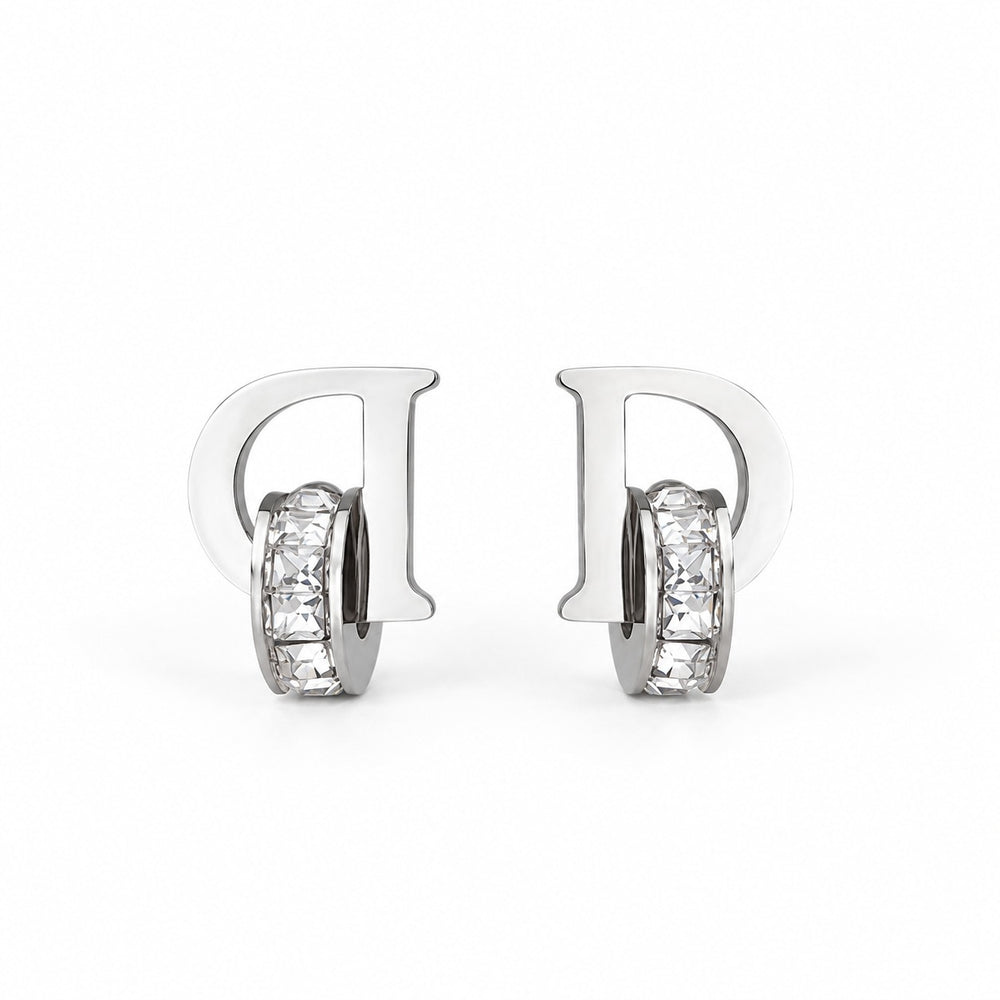 D-shaped Earrings Silver - 3019SV - ảnh chính