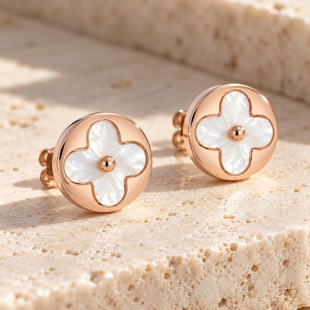 Lucky Leaves Earrings Rose Gold - 3022RG - ảnh cận