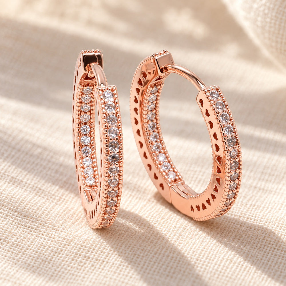 Signature Cubic Earrings Rose Gold - 3030RG cận