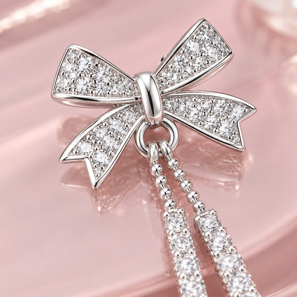Elegant Bow Earrings - cận nơ đá