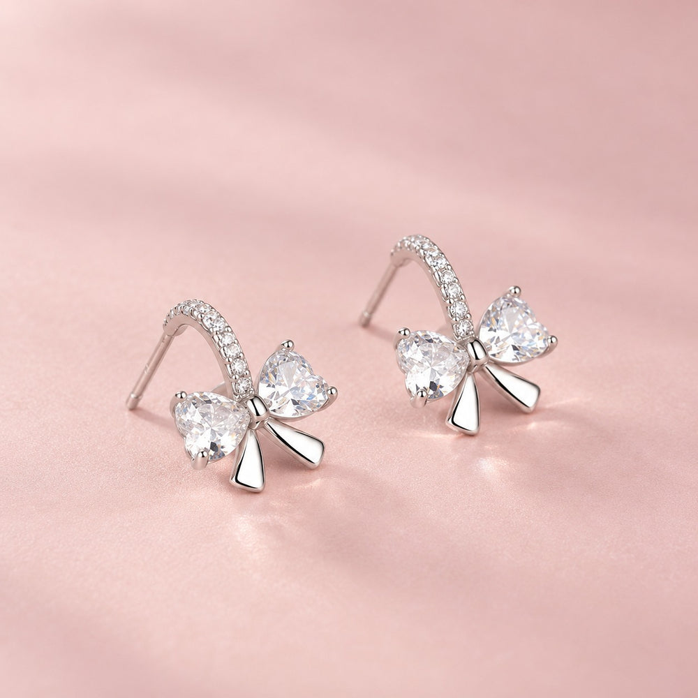 Innovative Bow Earrings Silver - ảnh chính