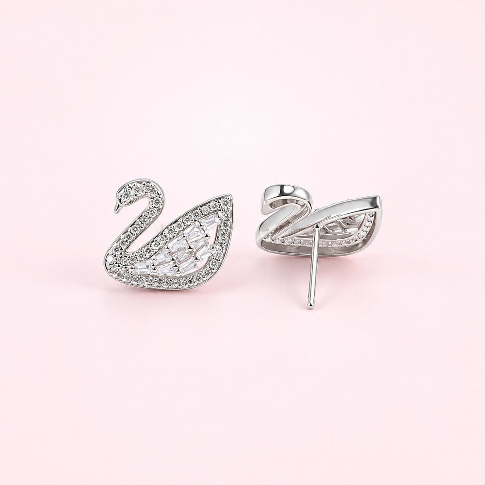 Crystal Swan Earrings & Bracelet Earrings - 3262SV - ảnh chính