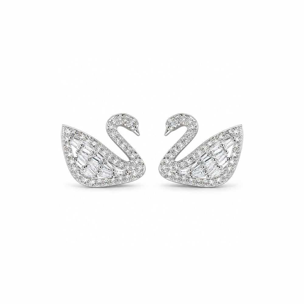 LAMY crystal swan earrings silver - ảnh chính