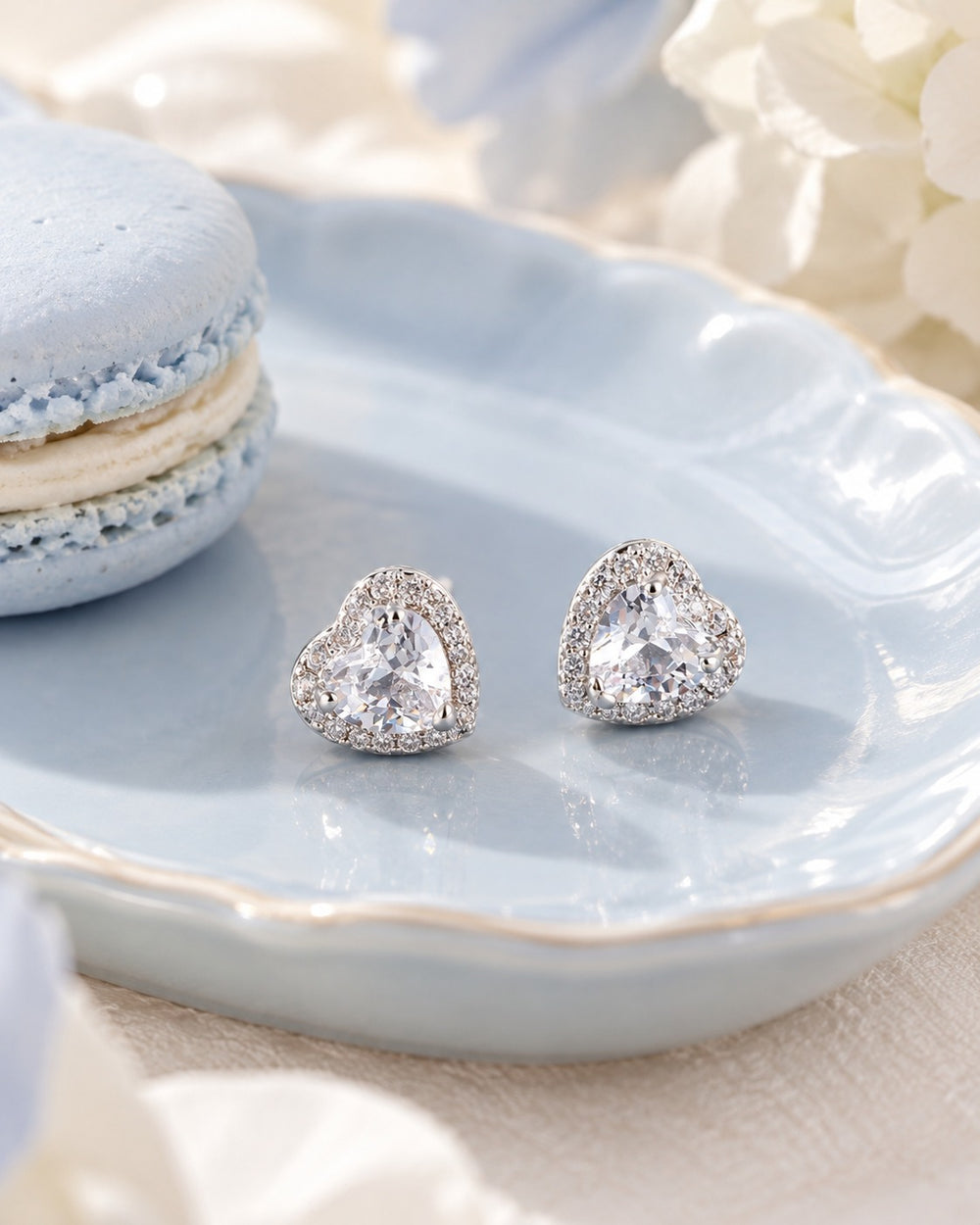 Stone Heart Earrings Silver - ảnh phong cách