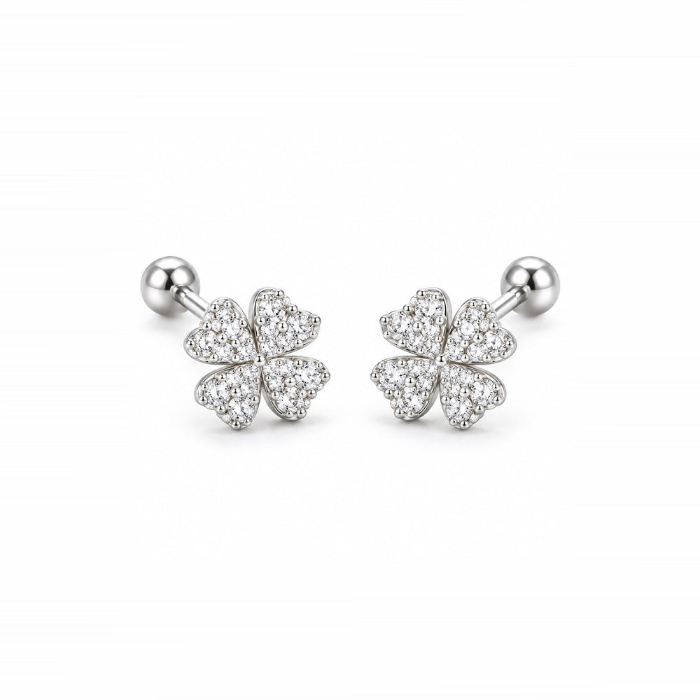 LAMY heart four leaf earrings silver - ảnh chính