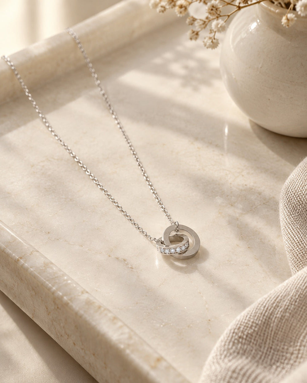 Sweet Love Necklace Silver White - 6003SV - ảnh bối cảnh