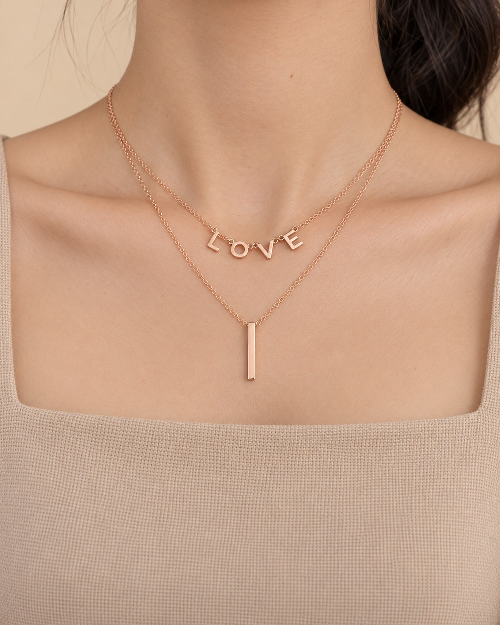 I Love Necklace Rose Gold - 6018RG - ảnh đeo