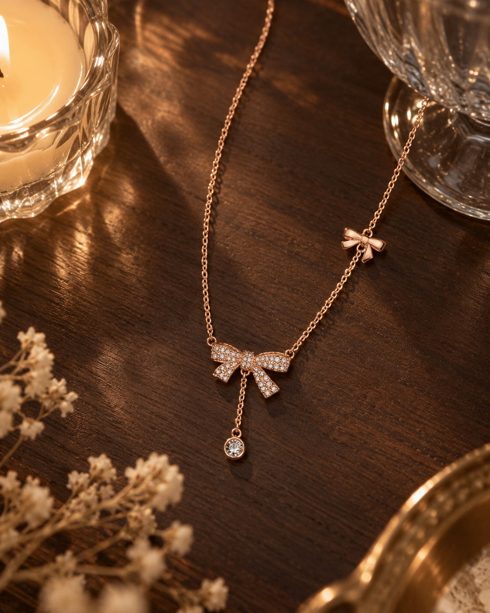 Butterfly Diamond Necklace Rose Gold - 6039RG - ảnh bối cảnh