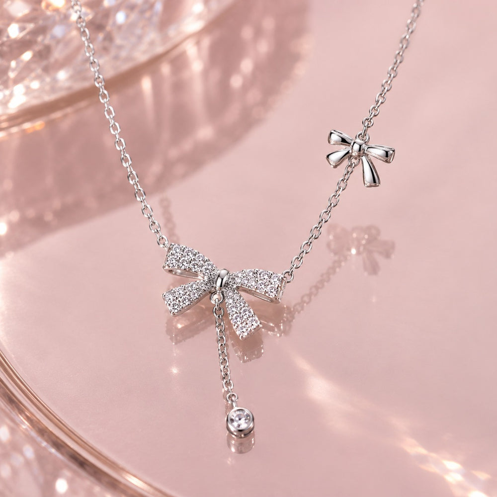 Butterfly Diamond Necklace Silver - 6039SV - ảnh cận