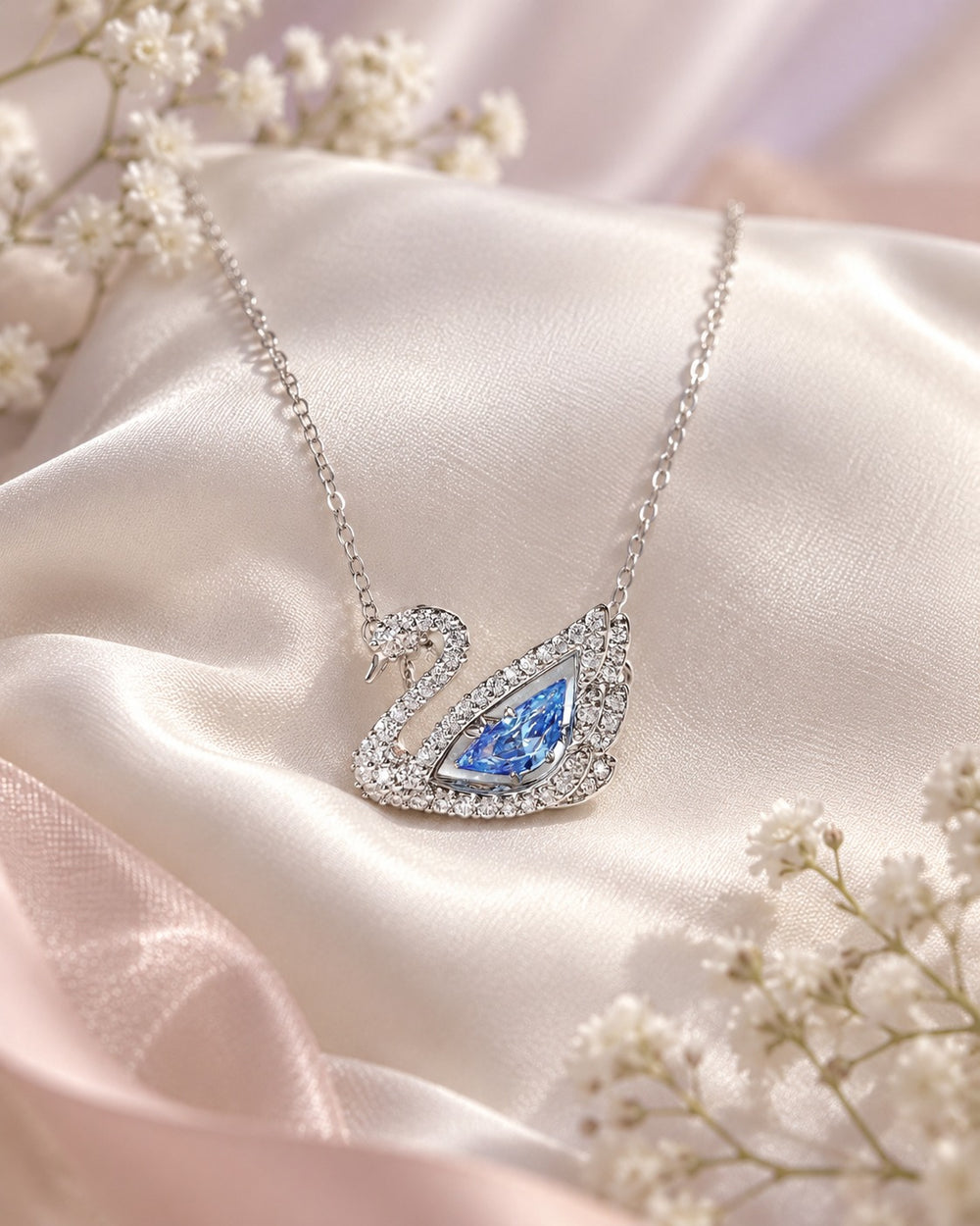 Dancing Swan Necklace Silver Blue - 6052BU - ảnh bối cảnh
