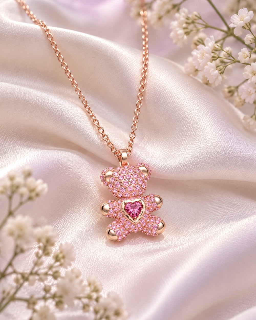 Teddy Bear Necklace Pink - 6055PI