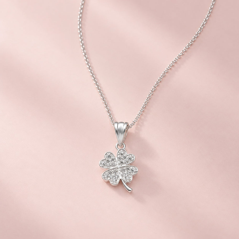 Lucky Four Leaf Clover Necklace Silver - ảnh chính