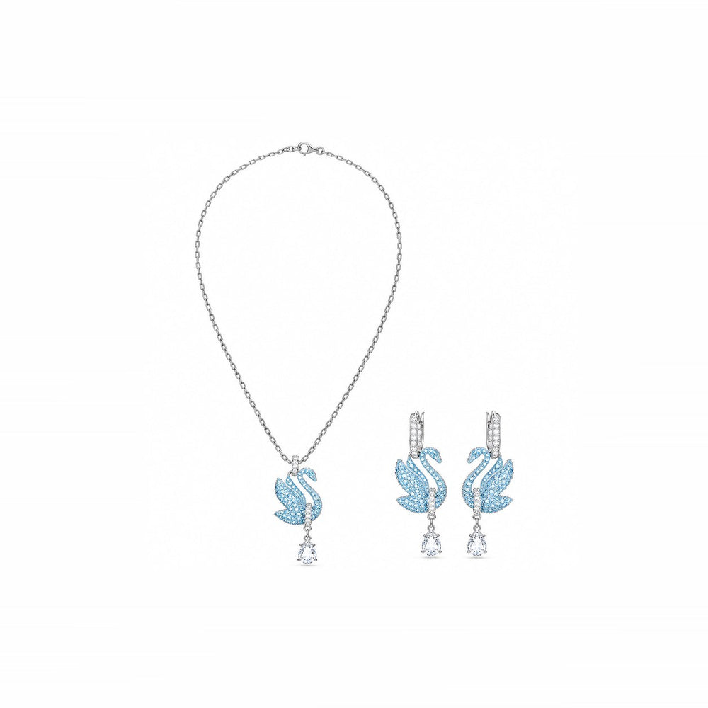 LAMY iconic swan necklace and earrings set blue - ảnh chính