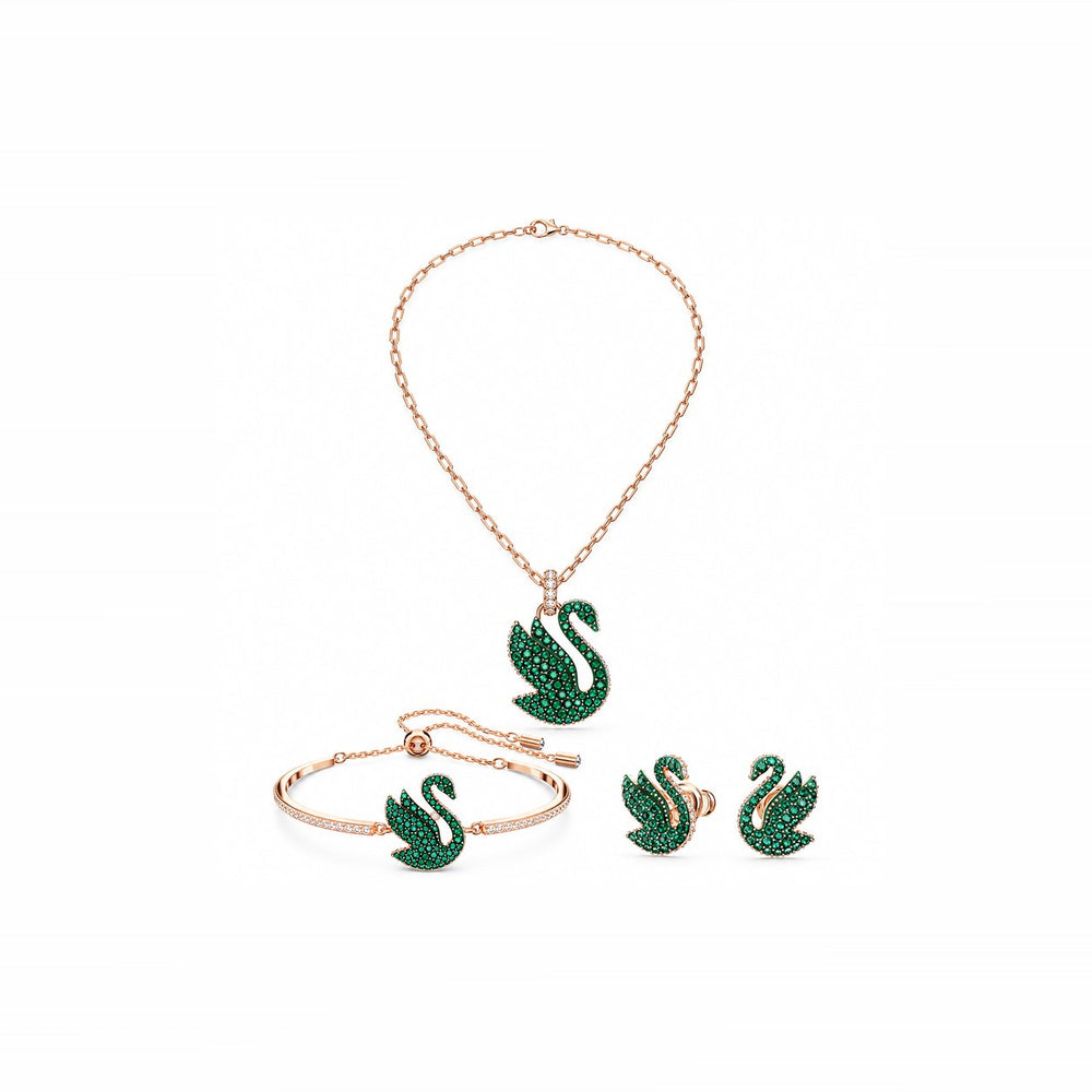 LAMY iconic swan necklace bracelet and earrings set green - ảnh chính