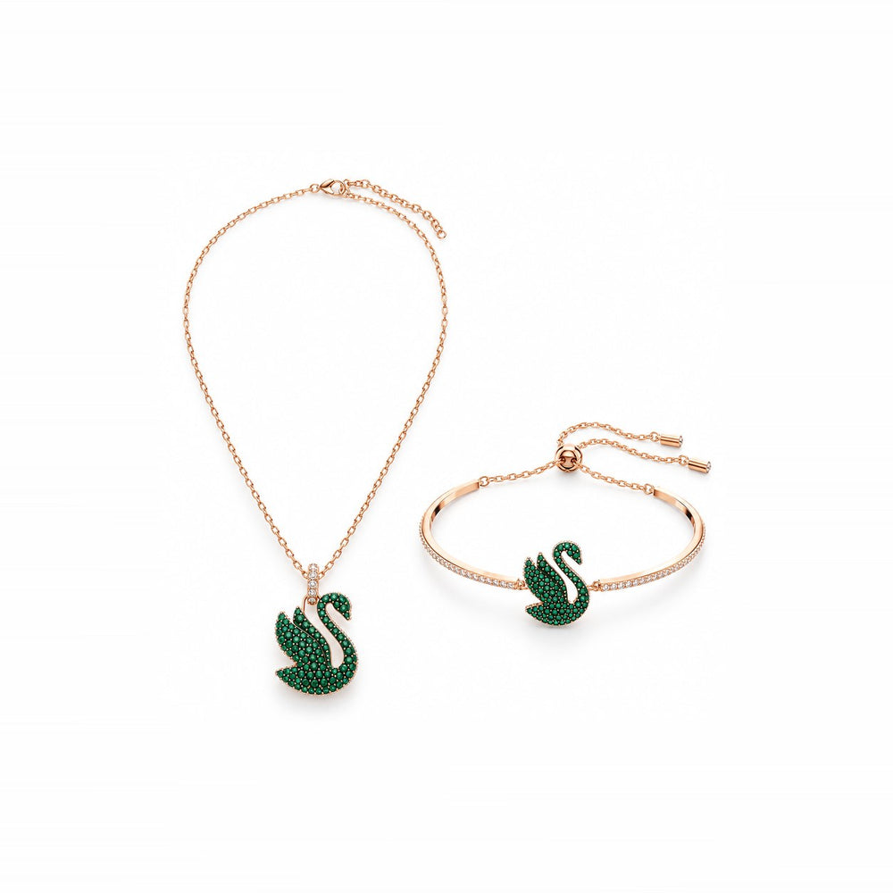 LAMY iconic swan green crystal necklace jewelry set - ảnh chính