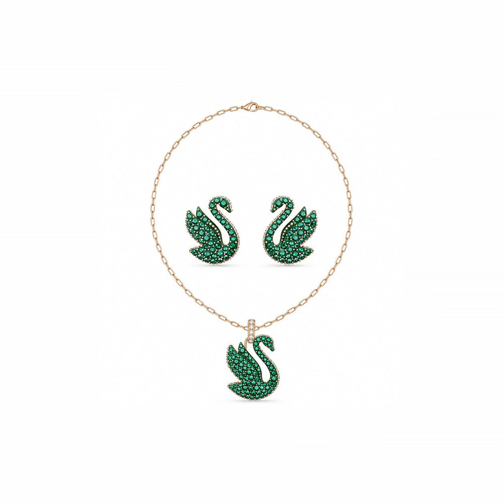 LAMY iconic swan green crystal earrings jewelry set cde6190gr and cde313 - ảnh chính