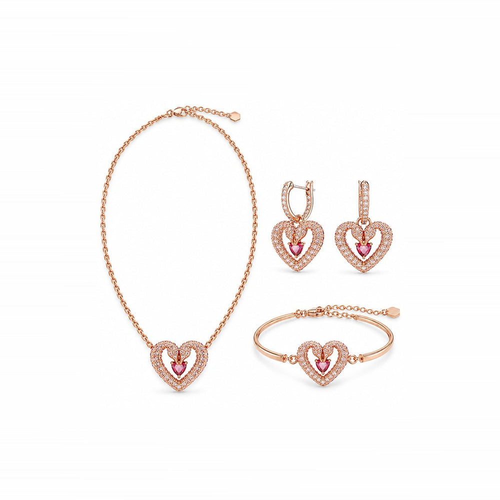 LAMY una heart necklace bracelet earrings jewelry set pink - ảnh chính