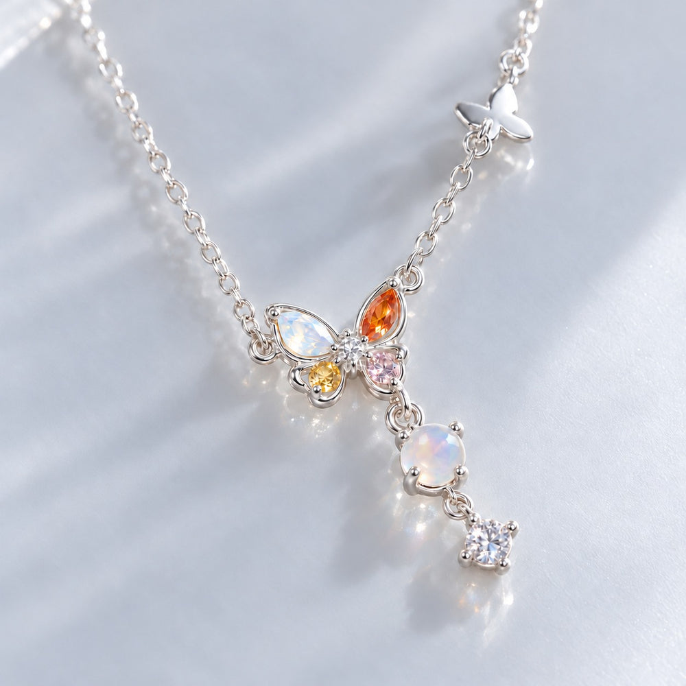 Cận cảnh bướm đá cam, opal, vàng, hồng và giọt đá mặt trăng 6324SV