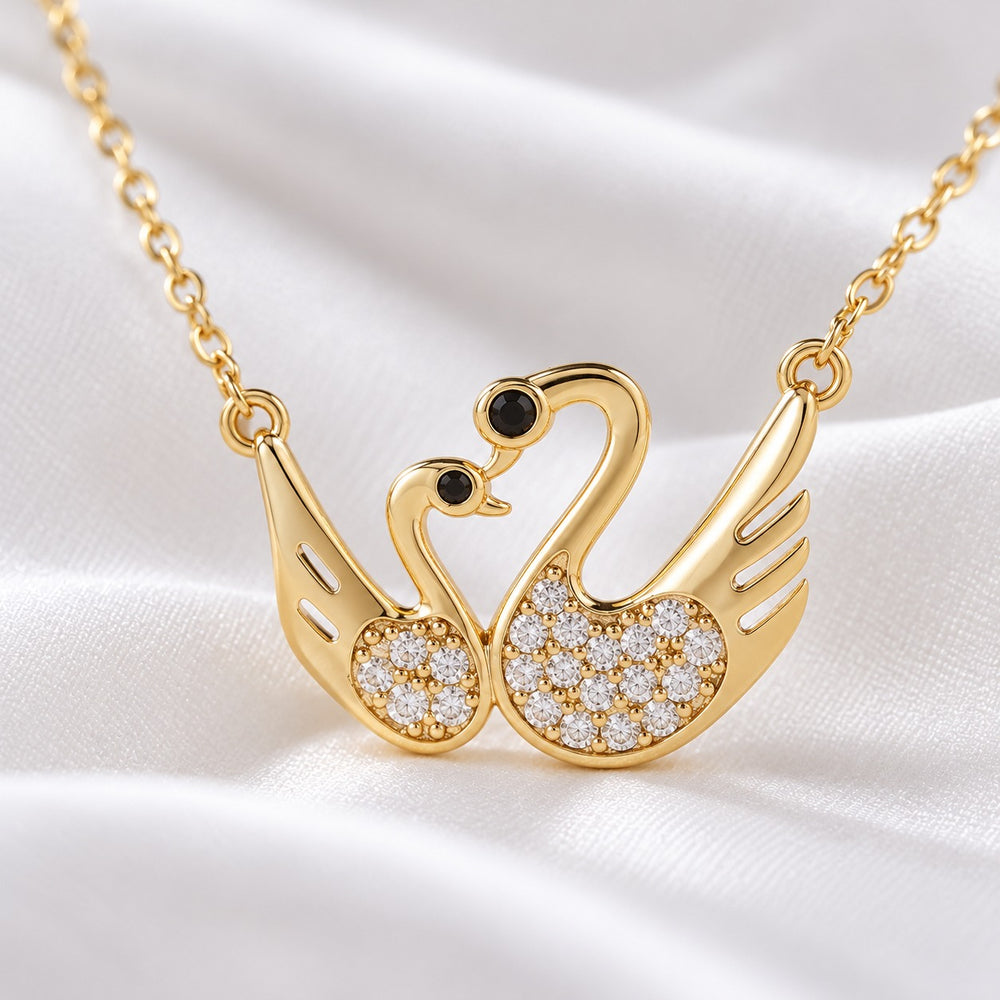 Dây chuyền đôi thiên nga vàng 6399GG - cận mặt dây