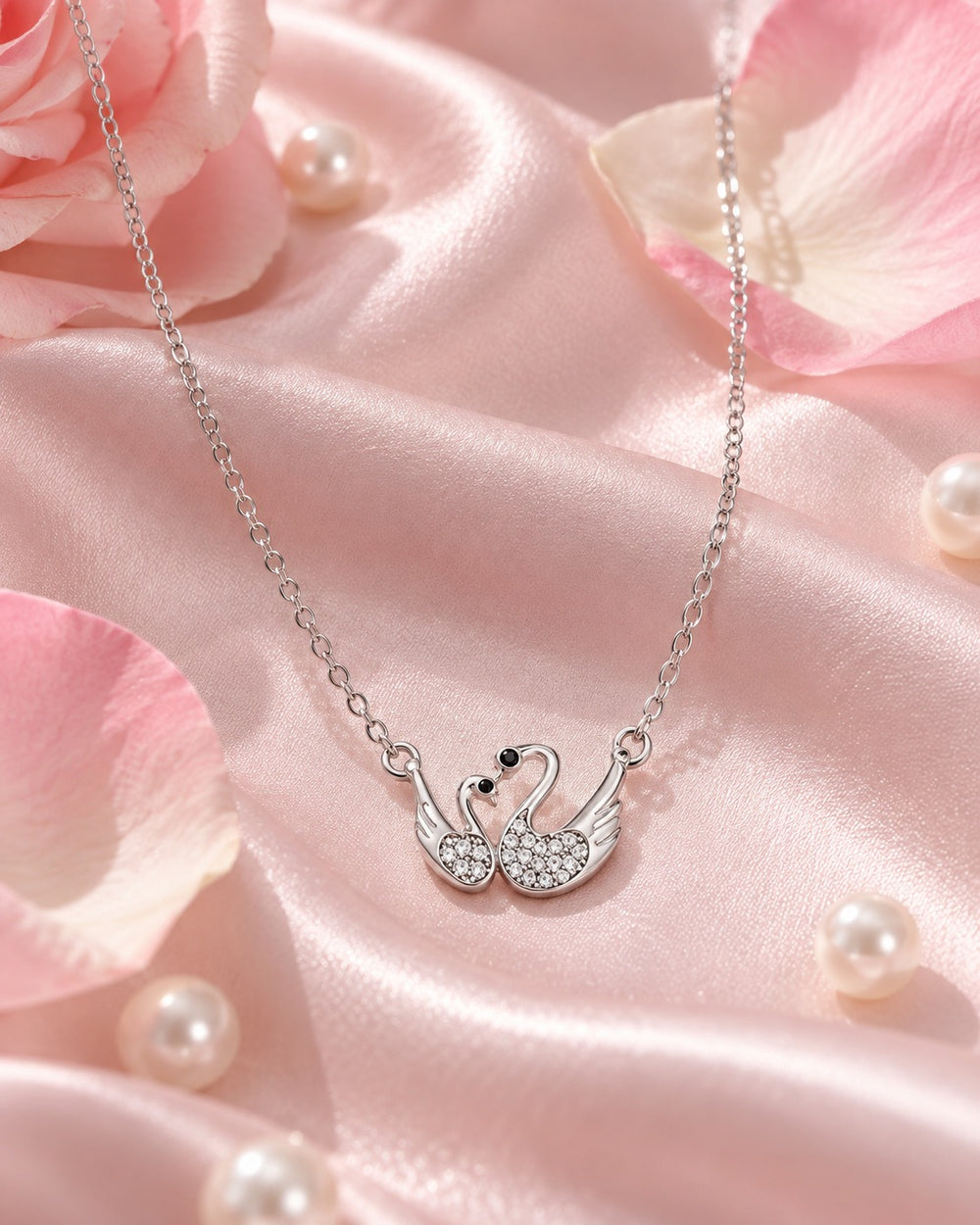 Swan Couple Necklace Silver - 6399SV - ảnh bối cảnh