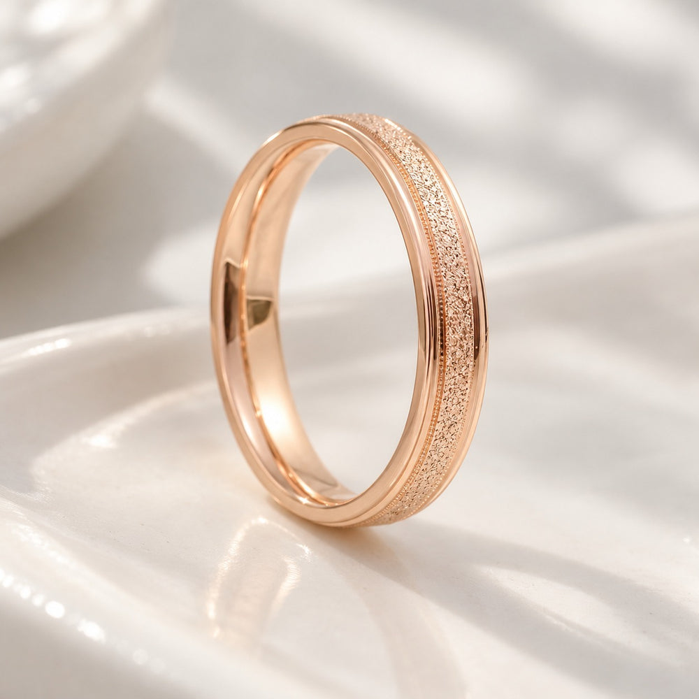 Milgrain Ring Rose Gold Wide - 8004RG - ảnh cận
