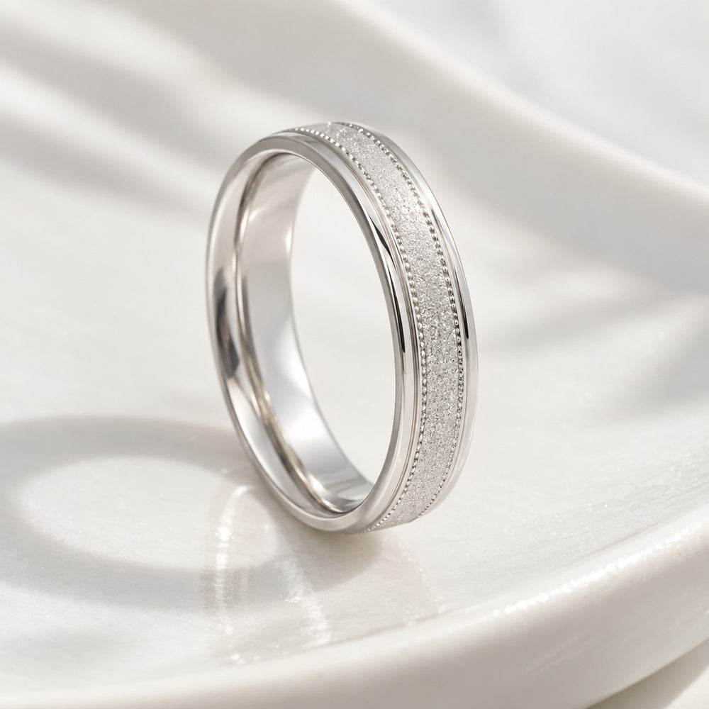 Milgrain Ring Silver Wide - 8004SV - ảnh cận