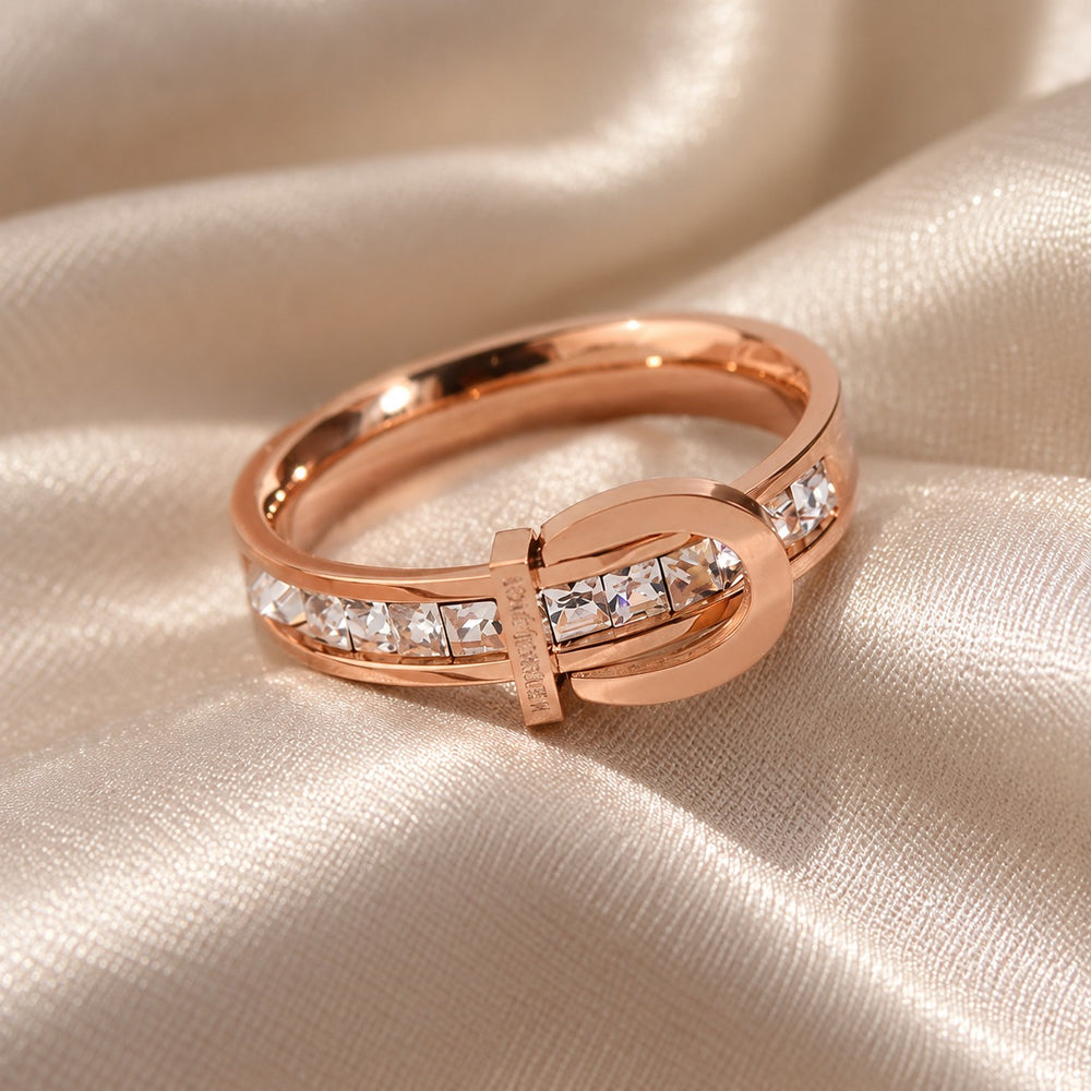 Love Forever Crystal Ring Rose Gold - ảnh cận