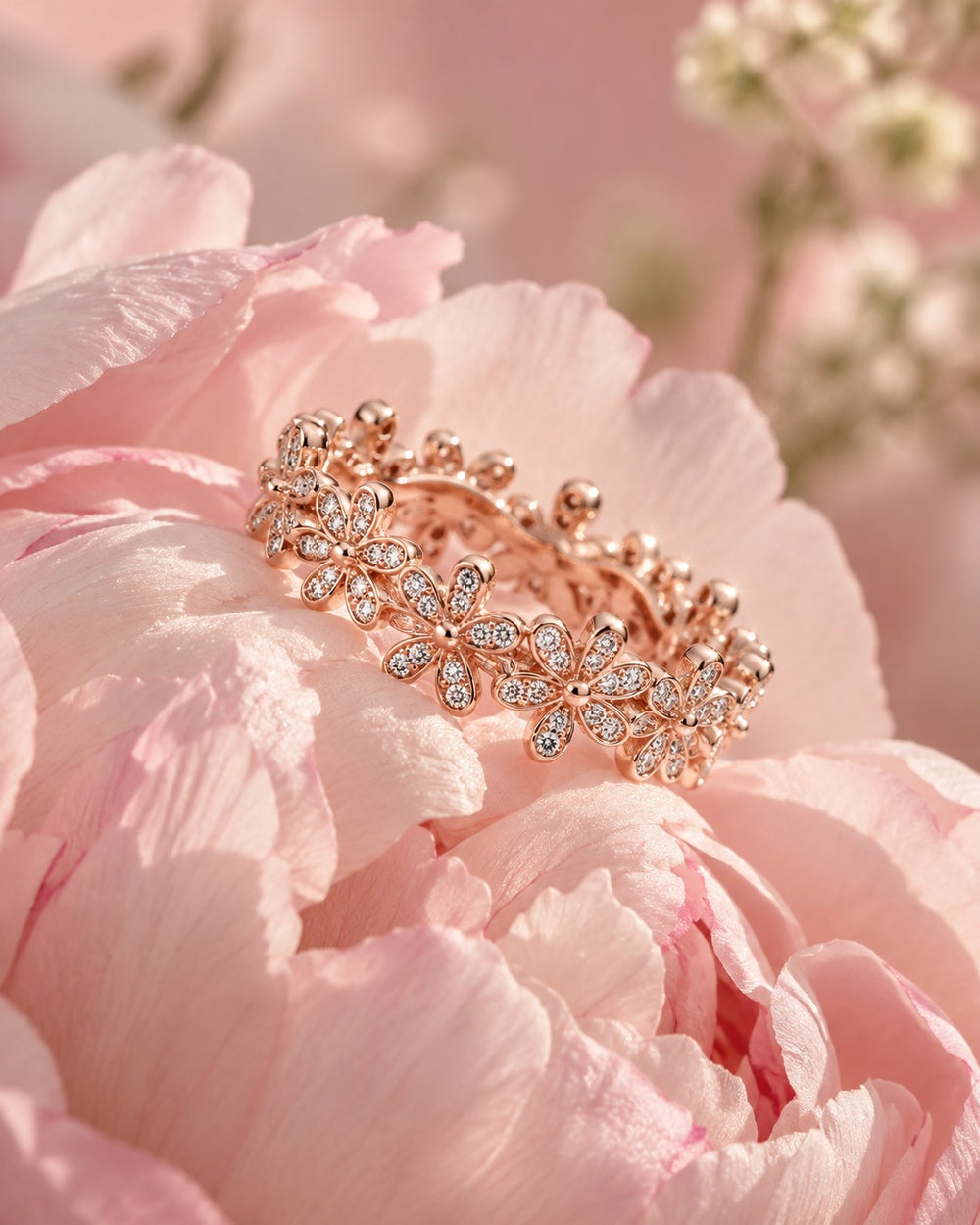 Stone Attach Chrysanthemum Ring Rose Gold - 8044RG - ảnh bối cảnh