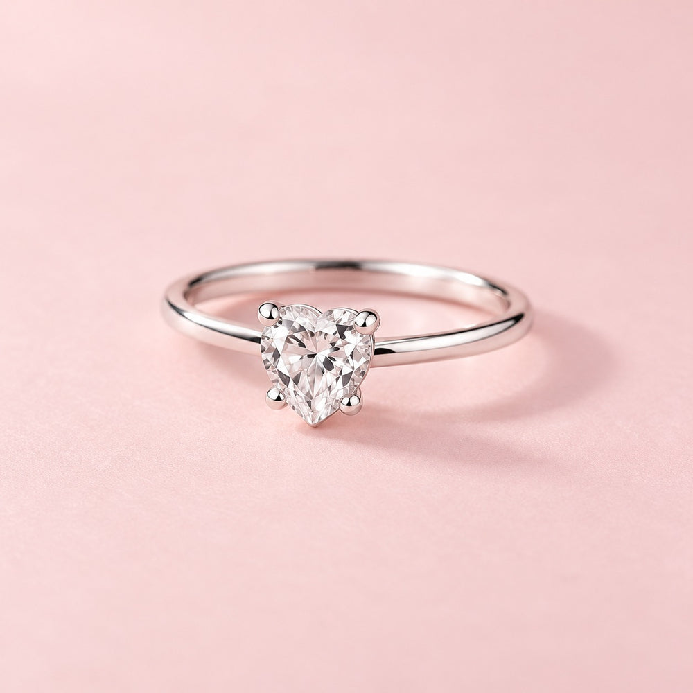 Clear Heart Solitaire Ring Silver - ảnh chính